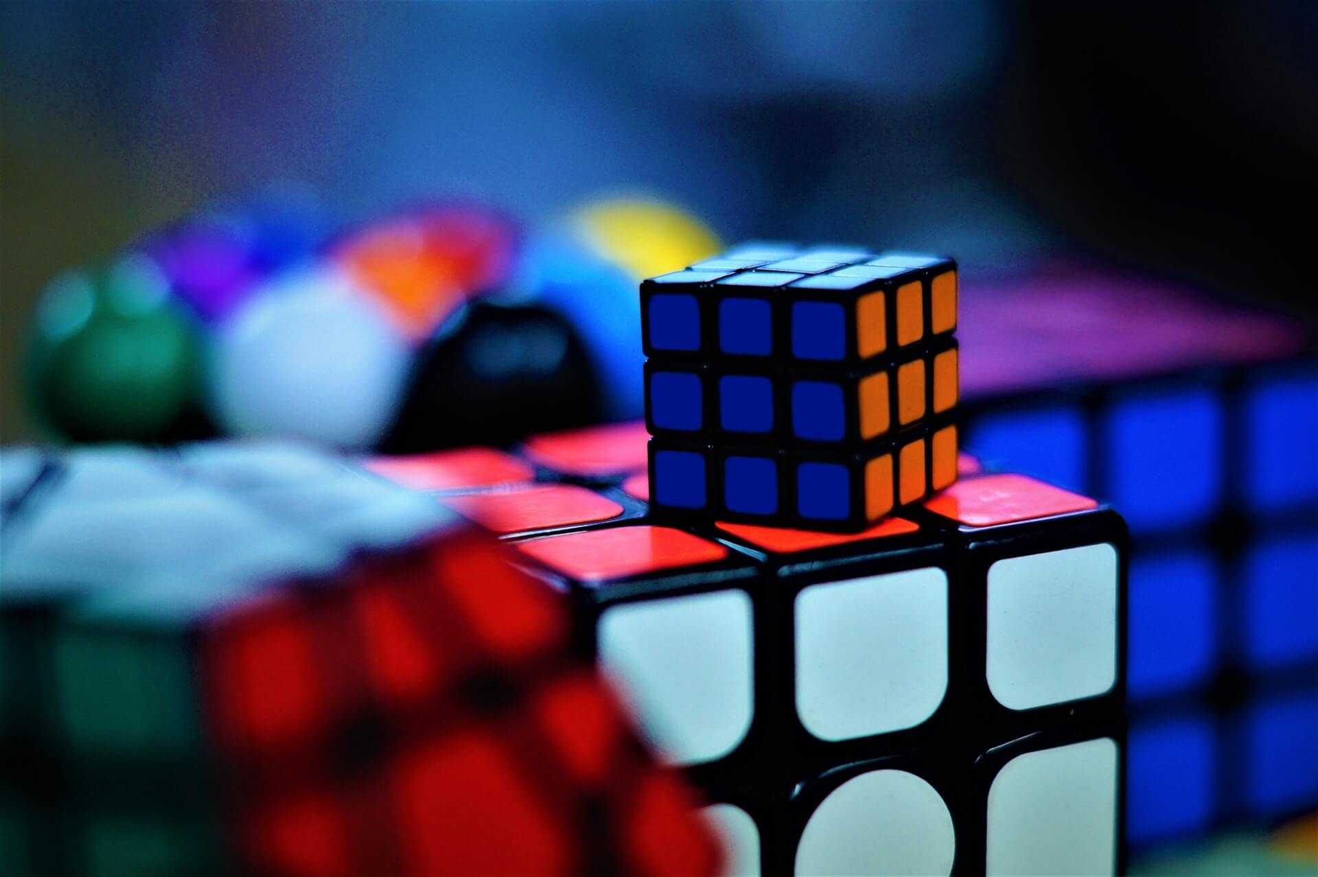 Rubik's cubes stacked on top of each other